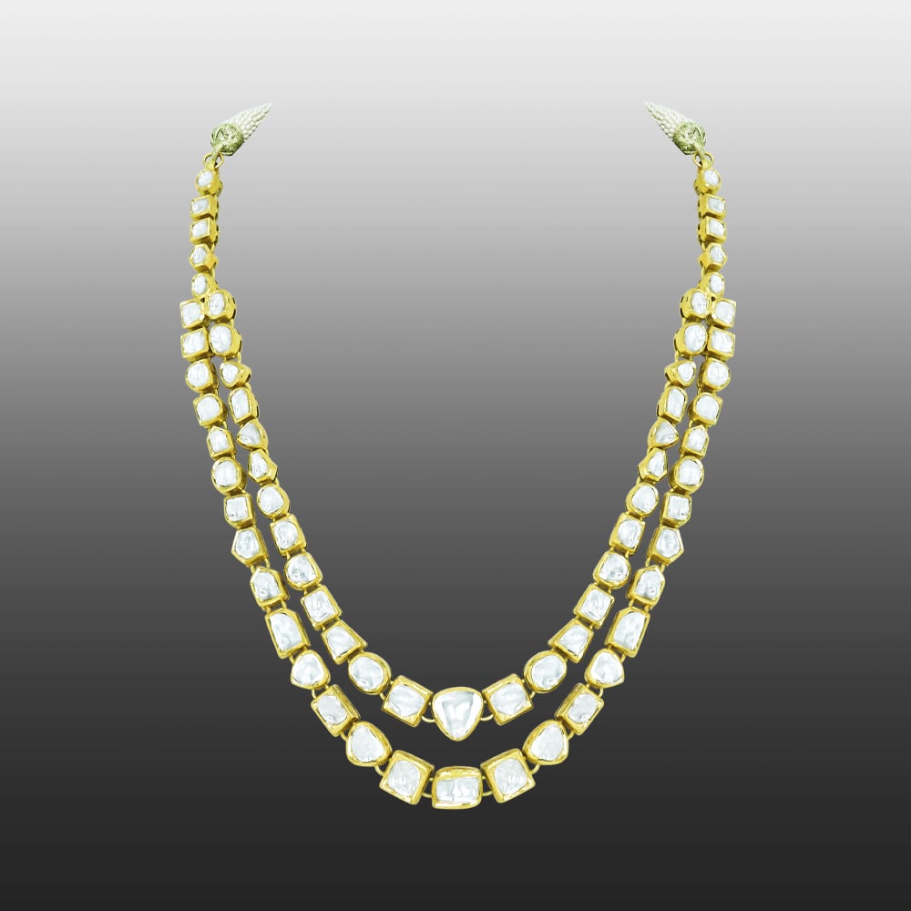 Twin-Line Necklace with Unshaped Polki Diamonds